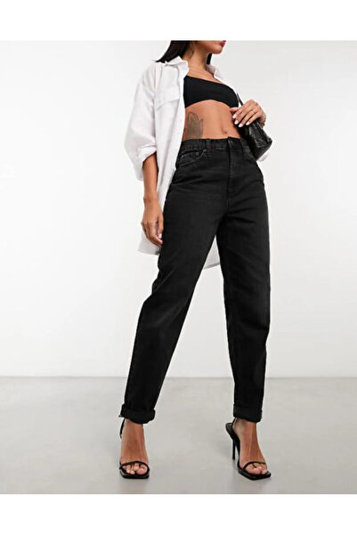 kleshus Βαμβακερό παντελόνι με ψηλόμεσο κούμπωμα και στενή εφαρμογή Mom Jean ...