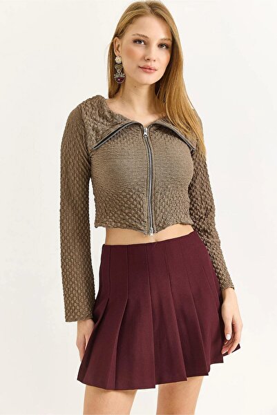 İKLİM LİFE Μπλούζα με διπλό φερμουάρ και γιακά Madonna