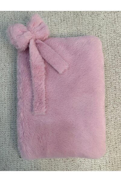 MUTE BAG Plush Tablet Bag / Dusty Pink Plush Tablet Case with Bow Charm 11'' - 12'' Inch (30*22)