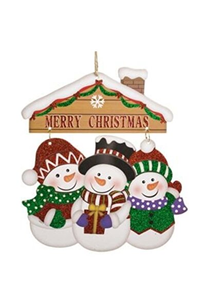 IRO Hanging Christmas Decoration - Snowmen with Glitter 23 x 26 cm