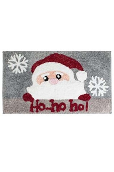 IRO Christmas Bath Mat Gray with Santa Claus Pattern & Silver Lurex 75 x 45 cm