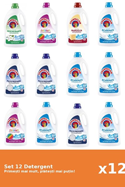 Chanteclair Set of 12 Chanteclair Detergent: 1x White Musk, 2x Color, 1x Marseille, 5x Bicarbonate, 3x Classic