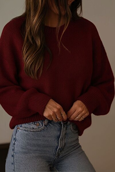 FAVORİST Women's Soft Original Knitwear Sweater with Circular Neck