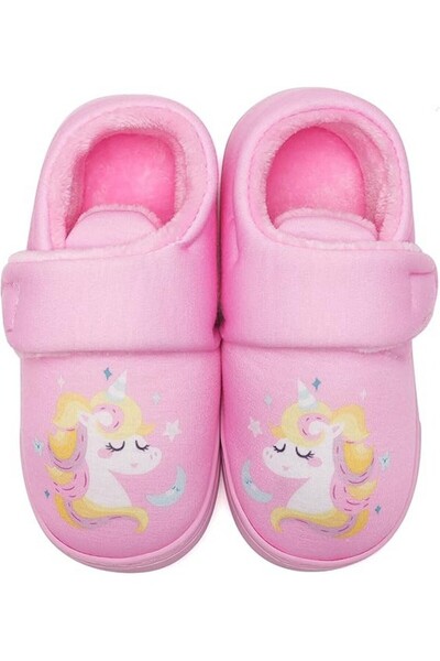 IceUnicorn Plush slippers for children, unicorn, pink, size 34-35,