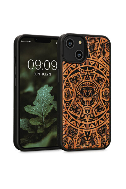 KWmobile Θήκη για Apple iPhone 14, Ξύλινη, Καφέ/Μαύρη, 59124.02