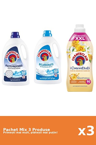 Chanteclair Set 3 Mix Chanteclair: 2 Detergent (Bicarbonat, Clasic), 1 Balsam...