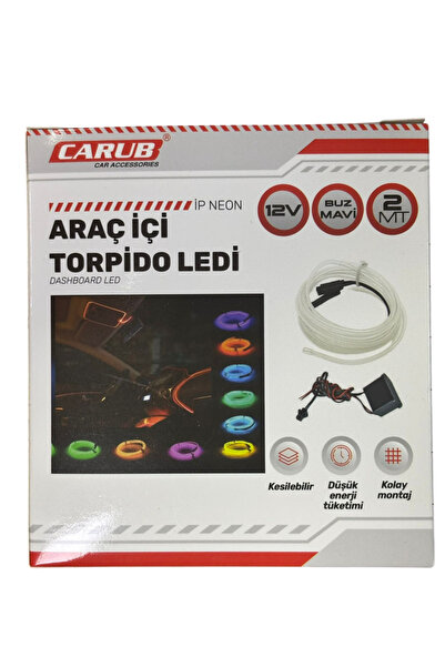 Carub Araç İçi Torpido Ledi 12v İp Neon Buz Mavi 2 Metre Fiyatıdır BR 432 75 58