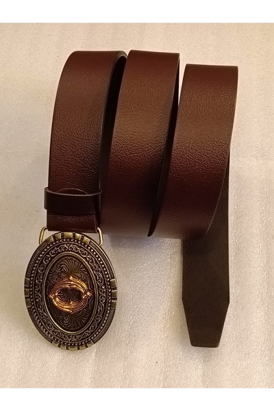 Butik Tülin حزام كاوبوي أصلي للجنسين مصنوع من جلد العجل الأصلي بنمط بني وحروف...