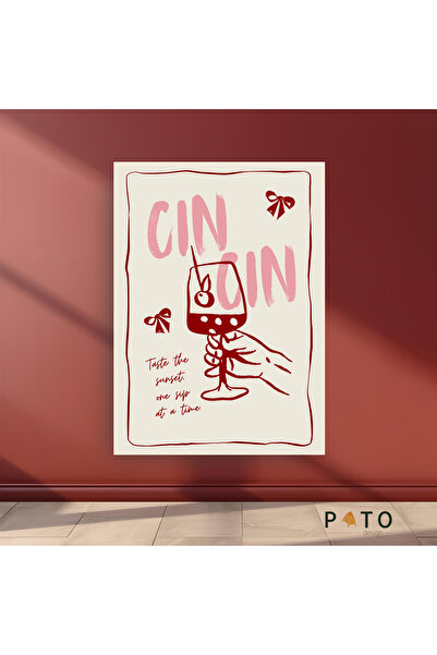 Pato Design 'Taste The Sunset - CIN CIN' Tablo | Bej Çerçeveli | MDF & UV Baskı