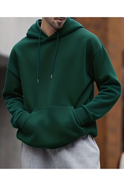 FAVORİST Men's Hooded Plain Unprinted Sweatshirt