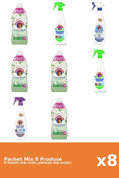 Chanteclair Set of 8 Chanteclair Mix: 4 Conditioners (White Musk), 4 Degreasers (Bicarbonate, Lemon, White Musk)