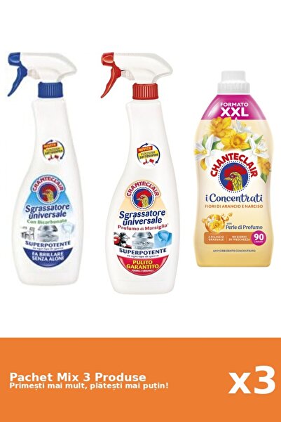 Chanteclair Set 3 Chanteclair Mix: 2 Degreaser (Bicarbonate, Marseille), 1 Conditioner (Orange)