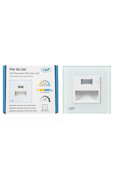 PNI WL100 LED lamp for stair lighting, recessed mounting, with motion sensor