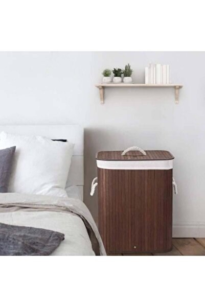 SPR سلة غسيل من الخيزران الطبيعي مزودة بغطاء ومقابض من الحبال