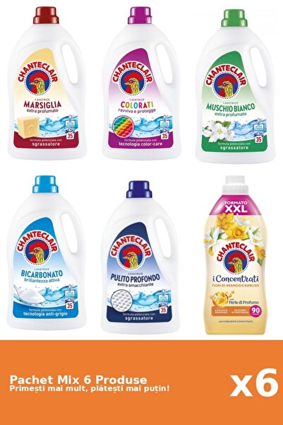 Chanteclair Set 6 Mix: 5 Detergent (Bicarbonat, Clasic, Color, Marsilia, Mosc...