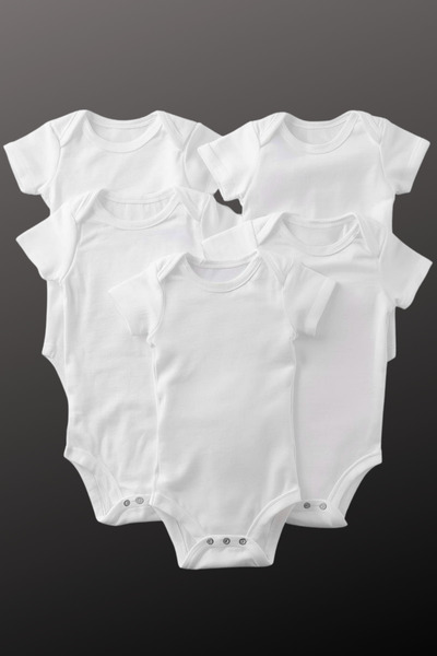 ARELSTORE %100 PAMUK ORGANİK KISA KOLLU BEBEK ZIBIN 5'Lİ PAKET