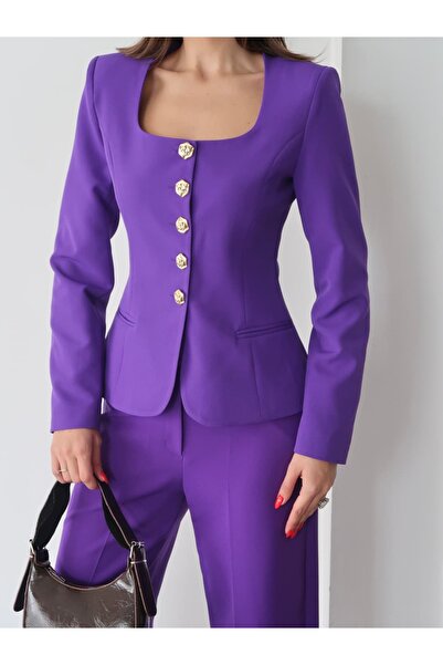 Swass Jane Button Tailored Suit Purple