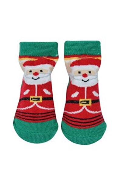 OEMN Șosete de Crăciun pentru bebeluși, Moș Crăciun verde și roșu - 1 pereche