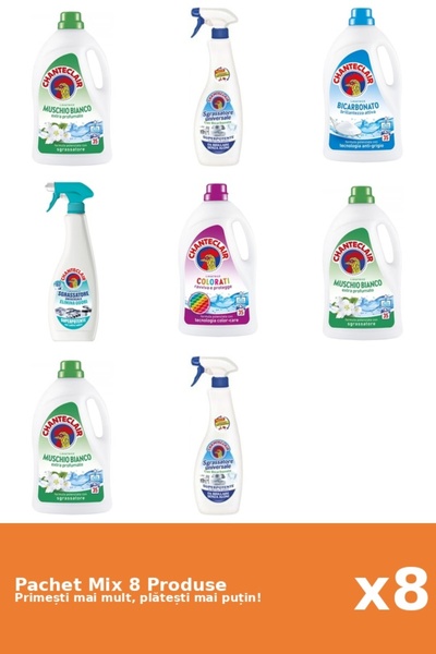 Chanteclair Set 8 Mix: 5 Detergent (Bicarbonat, Color, Mosc Alb), 3 Degresant...