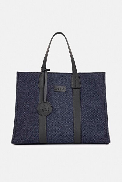 beebi نورا كانفاس - حقيبة الأم والطفل - قماش - حجم كبير - أزرق داكن