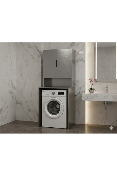 satenhome Çamaşır Makinesi Dolabı Metalik Gri
