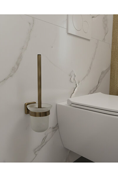 EMFA AKSESUAR فرشاة تواليت ذهبية غير لامعة - فرشاة تواليت فاخرة بتصميم عتيق م...