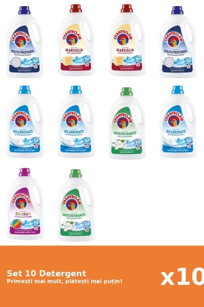 Chanteclair Set 10 Detergent Chanteclair: 2x Clasic, 2x Marsilia, 3x Bicarbonat, 2x Mosc Alb, 1x Color