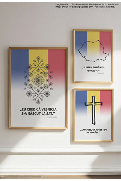 21mxm Canvas Poster with Romanian Patriotic Quote – Unframed on Matte Canvas - Eternity was born in the village