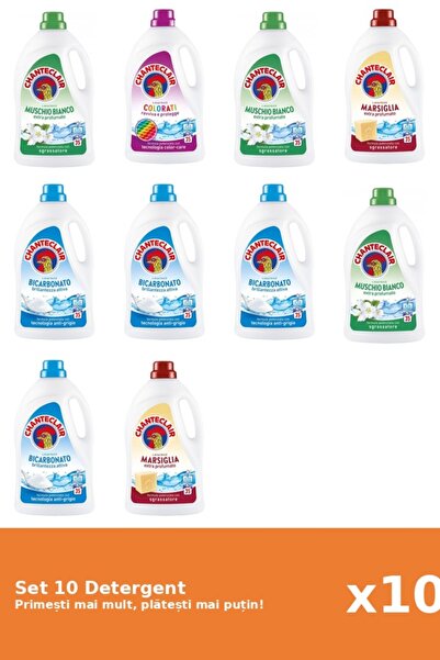 Chanteclair Set 10 Detergent Chanteclair: 3x Mosc Alb, 1x Color, 2x Marsilia, 4x Bicarbonat