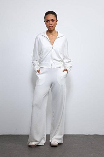 Antioch Ecru Wide Leg Striped Tracksuit Set