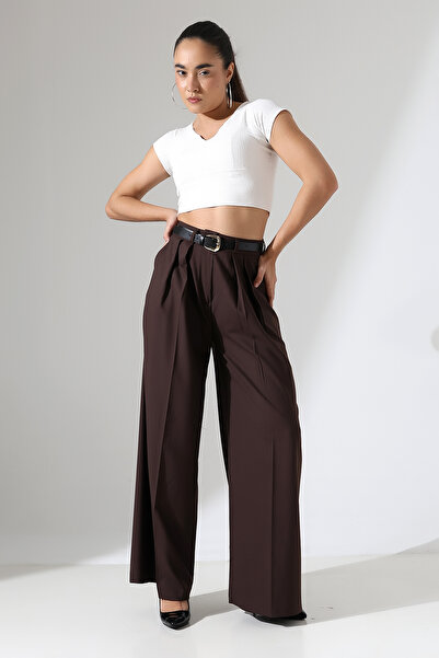 LOKADI Жіночі брюки-палаццо з плісированим поясом