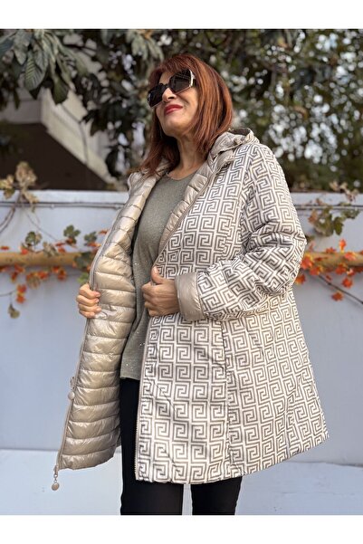 DenizEge Ιταλικό παλτό διπλής όψης Midi Fendi Beige