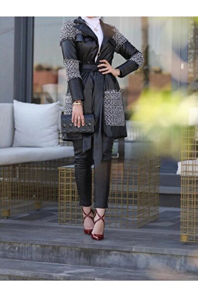 SWAN.AE Two pieces set, pants, zipper, long jacket, belt, pockets, leather, Chic