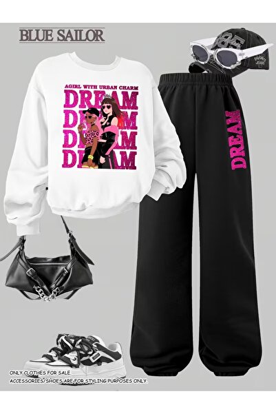 buendiakids Girl's White-Black Dream Girls Printed Crew Neck Sweatshirt-Wide ...
