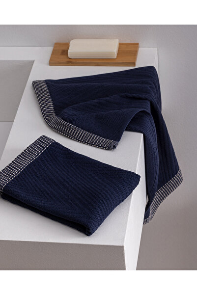 Madame Coco Bonte 2-Pack 100% Cotton Hand Towels - Navy Blue - 30X45 cm