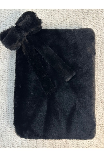 MUTE BAG Plush Tablet Bag / Black Plush Tablet Case with Bow Charm 11'' - 12'' Inch (30*22)