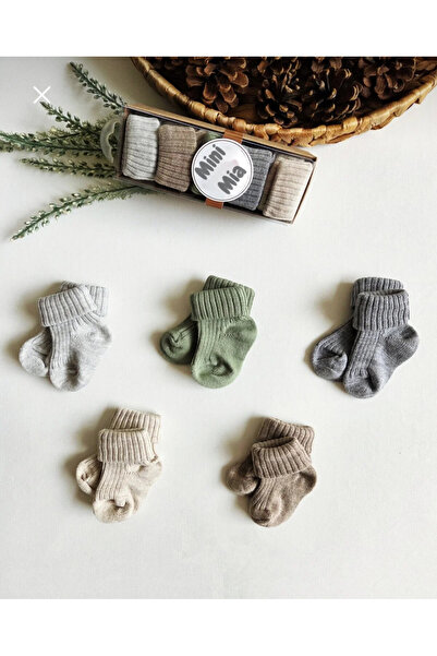 mia mia 100% Cotton 0-12 Months 5-Piece Baby Socks Set Boxed