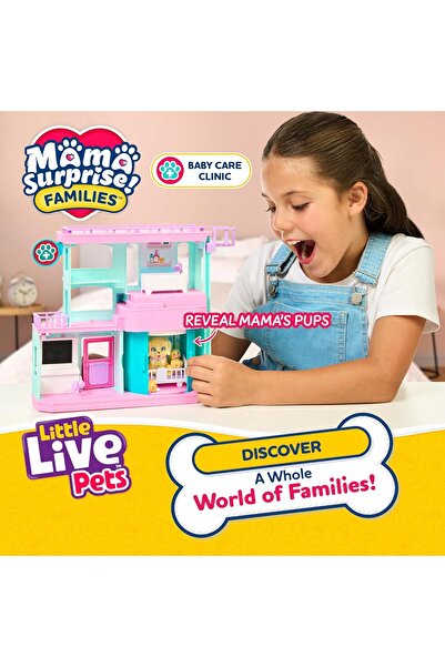 LITTLE LIVE PETS Mama Surprise Families Pet Vet Playset - Baby Care Clinic (3 Puppies)