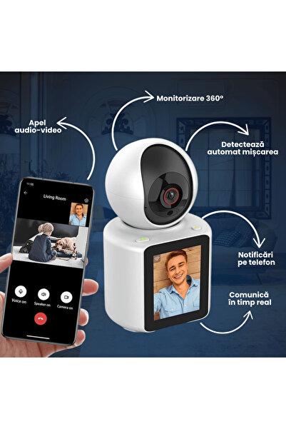 OferteTop Wi-Fi Surveillance Camera with 360° Monitoring, Audio-Video Calling