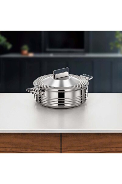 Almarjan Mahra Hot Pot Set of 4 Stainless Steel Silver (H 25 P 3)