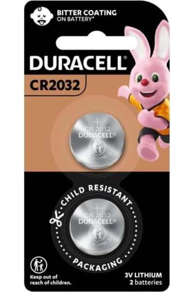 Duracell بطارية ليثيوم 3 فولت، عبوة من قطعتين (2032) مقاومة للأطفال