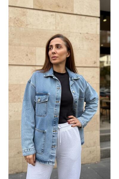 geenz manifacture Τζιν μπουφάν Snow Blue oversized