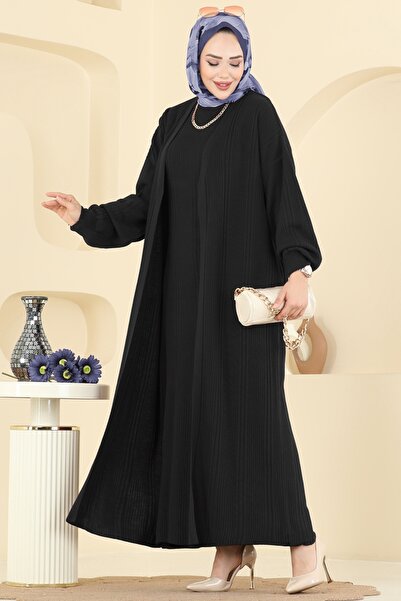 ModaMerve Yarım Boğazlı İkili Takım 7080HBS856-MS Siyah