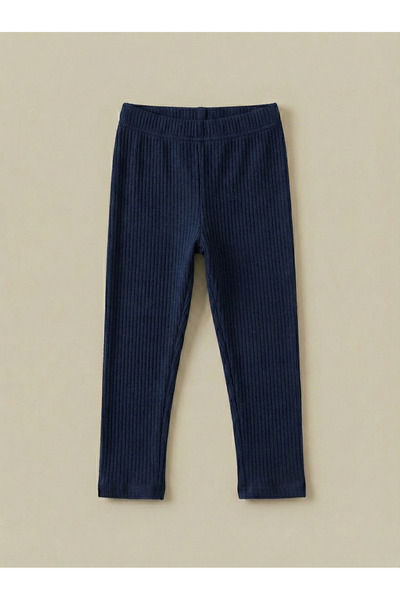 FATELLA Girl's Navy Blue Corded Fabric Leggings Flexible Waist Narrow Leg Sof...