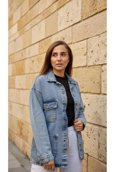 geenz manifacture Τζιν μπουφάν Snow Blue oversized