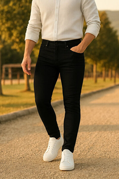 comstar Men's Trend Slim Fit Black Jeans