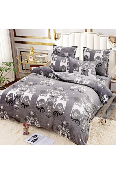 OEM Bed linen, Cocolino, 2 persons, 6 pieces, gray, with white deer, CC667
