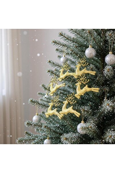 Partini Renklendir Yılbaşı Süsü Gold Geyik 6'lı 4 cm