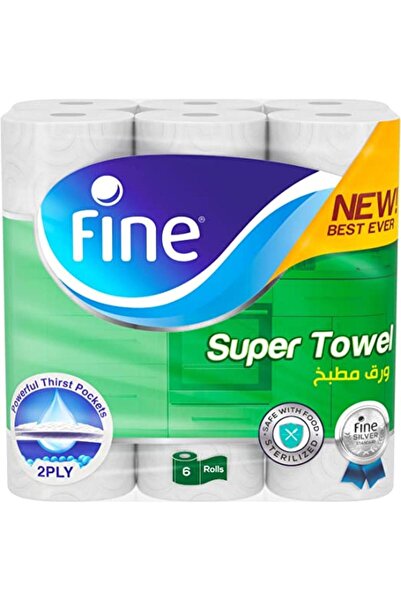 FINE Super Double-Ply Kitchen Paper Towels - 6 Rolls