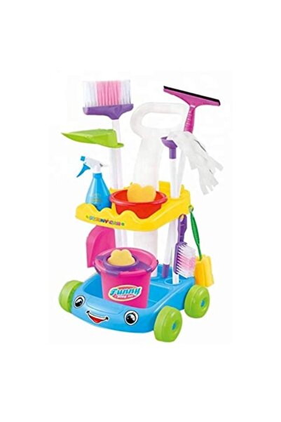 Toy Toy Toy Large children's cleaning toy set – mop, cleaning & transport carts, accessories; 52x15x40 cm, blu